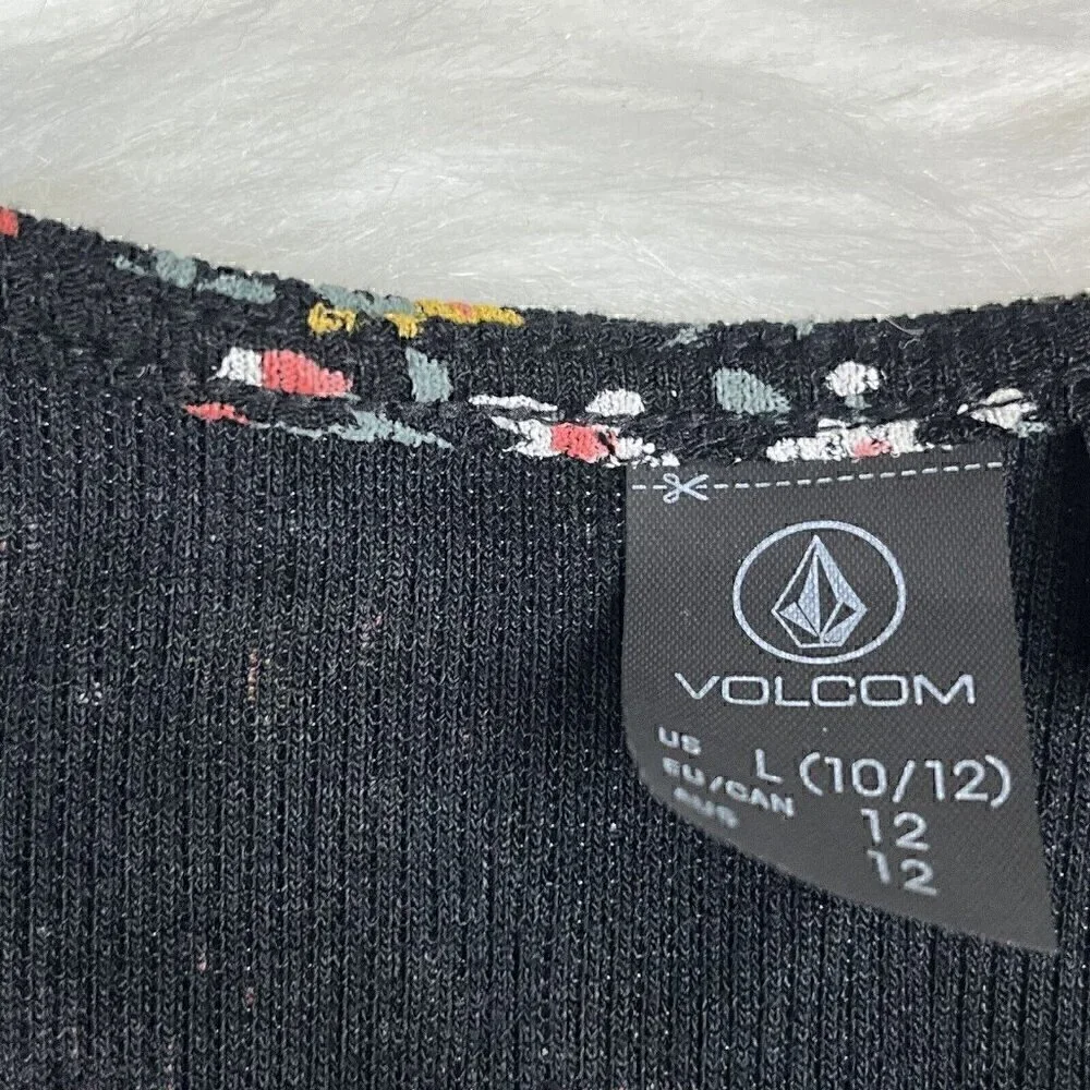 NEW VOLCOM Dress Eazy Focheezy Girls Size Large Floral Black Combo School Church